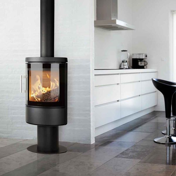 HWAM 3110 wood burning stove pedestal classic door black finish