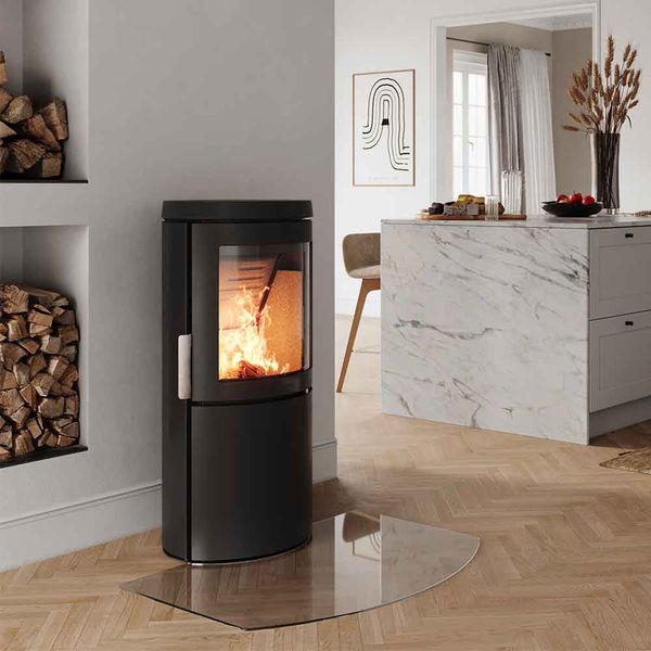 HWAM 3120 wood burning stove classic door grey finish Scandinavian design with style handle