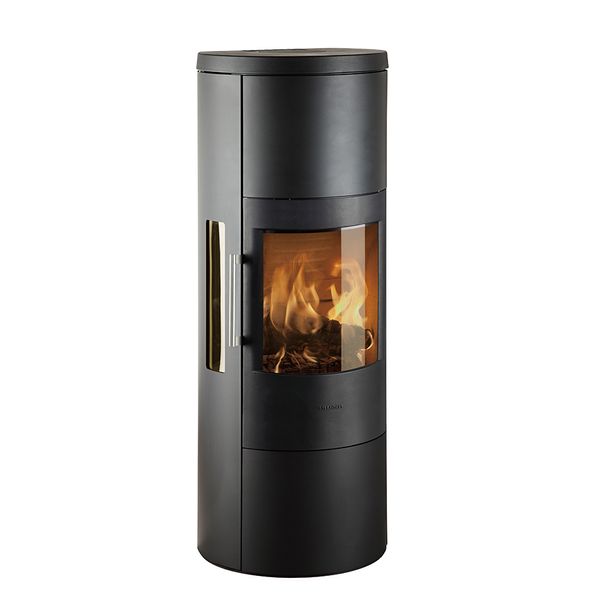 HWAM 3650 wood burning stove classic door black finish with side glass Danish design