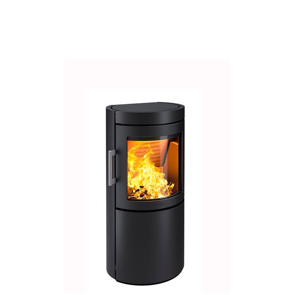 HWAM 3740 wood burning stove modern door black finish compact Danish design