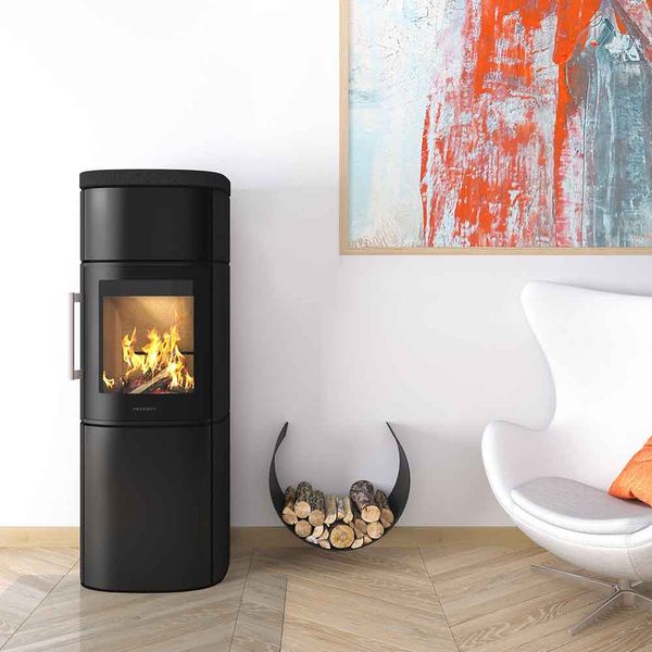 HWAM 4560 wood burning stove classic door black finish Danish design