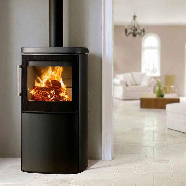 HWAM 4640 wood burning stove modern door black finish