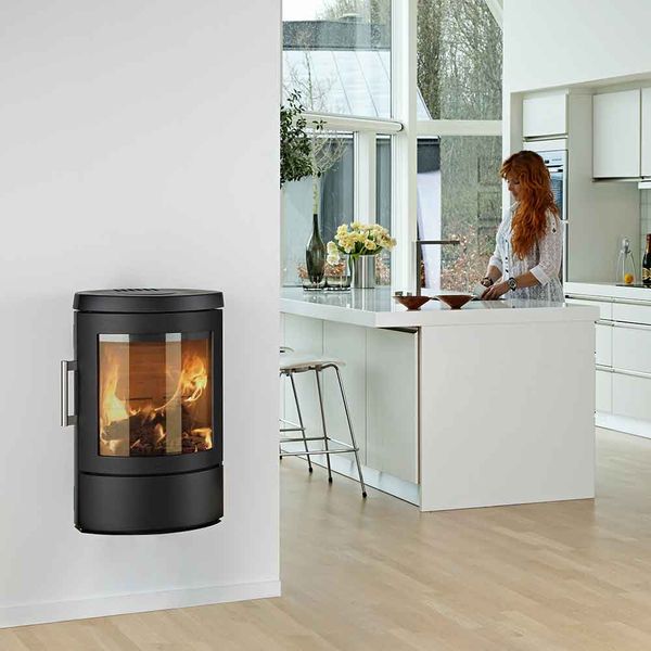 HWAM 3110 wood burning stove wall mounted classic door black finish