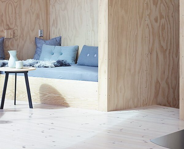 Jotul F 137 wood-burning stove in black, shown from the side in a living room