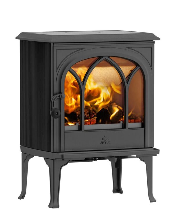 Jotul F200 Black with long legs (front view)