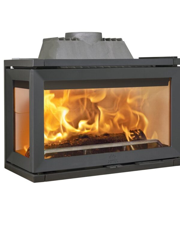 Jotul I 620 Front and left glass lit, product only, front view