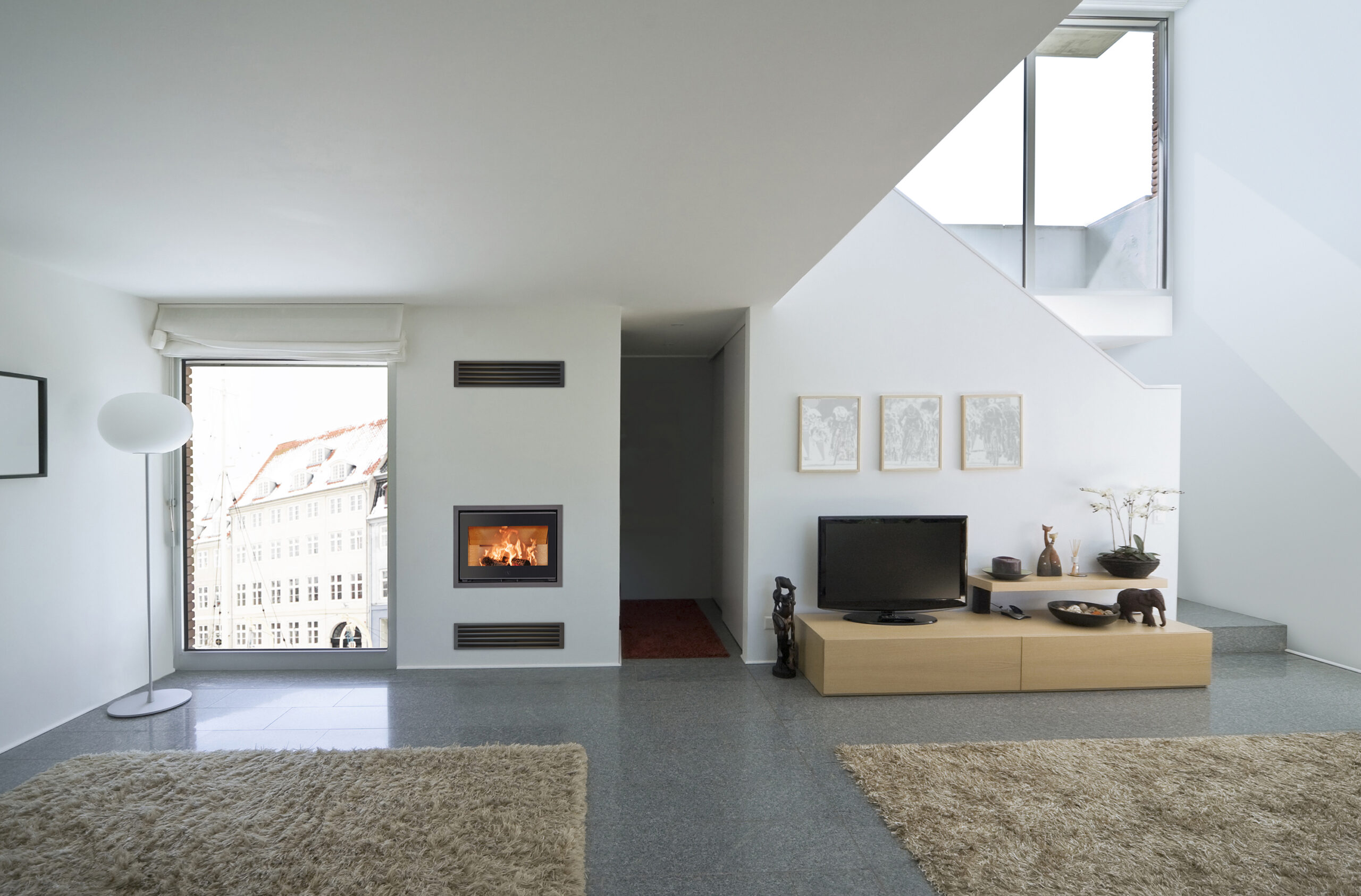 Scan 1005 wood burning stove in a living room setting