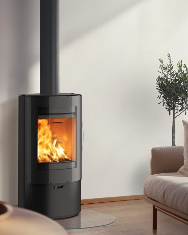 scan 79 wood burning stove in a living room setting