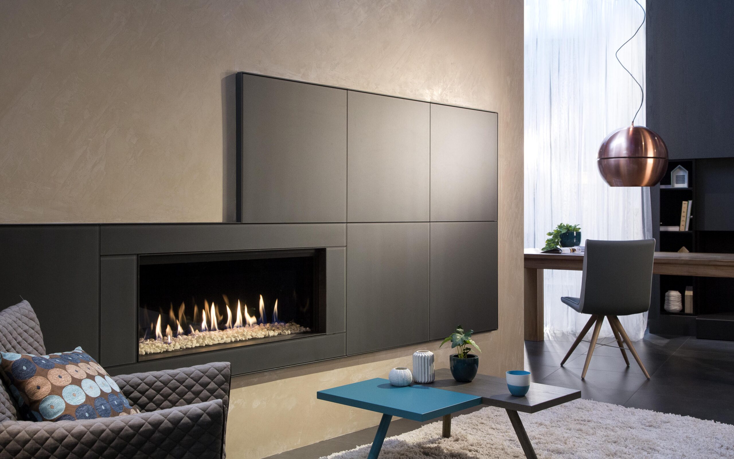 Kalfire G100/41F Gas Fireplace, living room setting