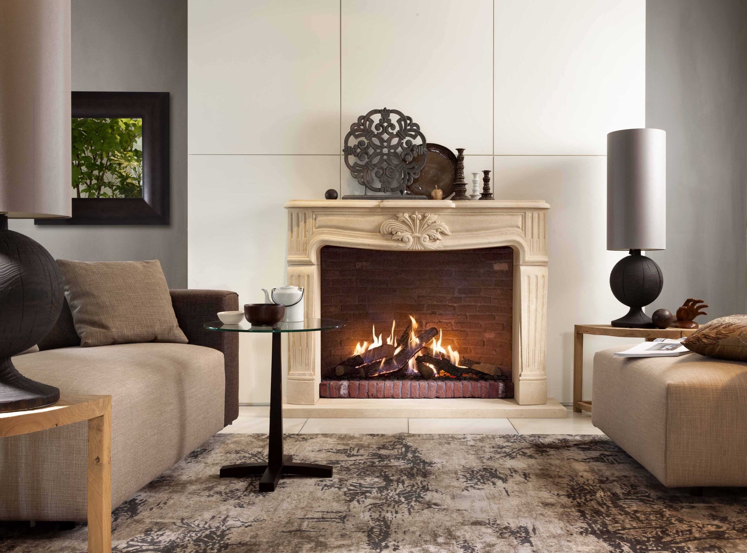 Kalfire GP105/79F Gas Fireplace, living room setting