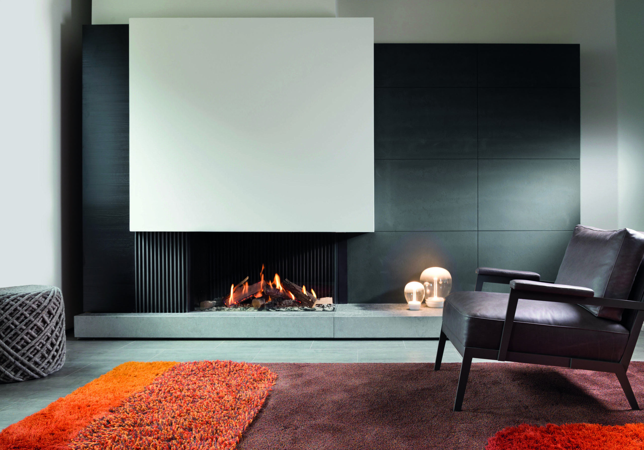 Kalfire GP110/55C Gas Fireplace, living room setting