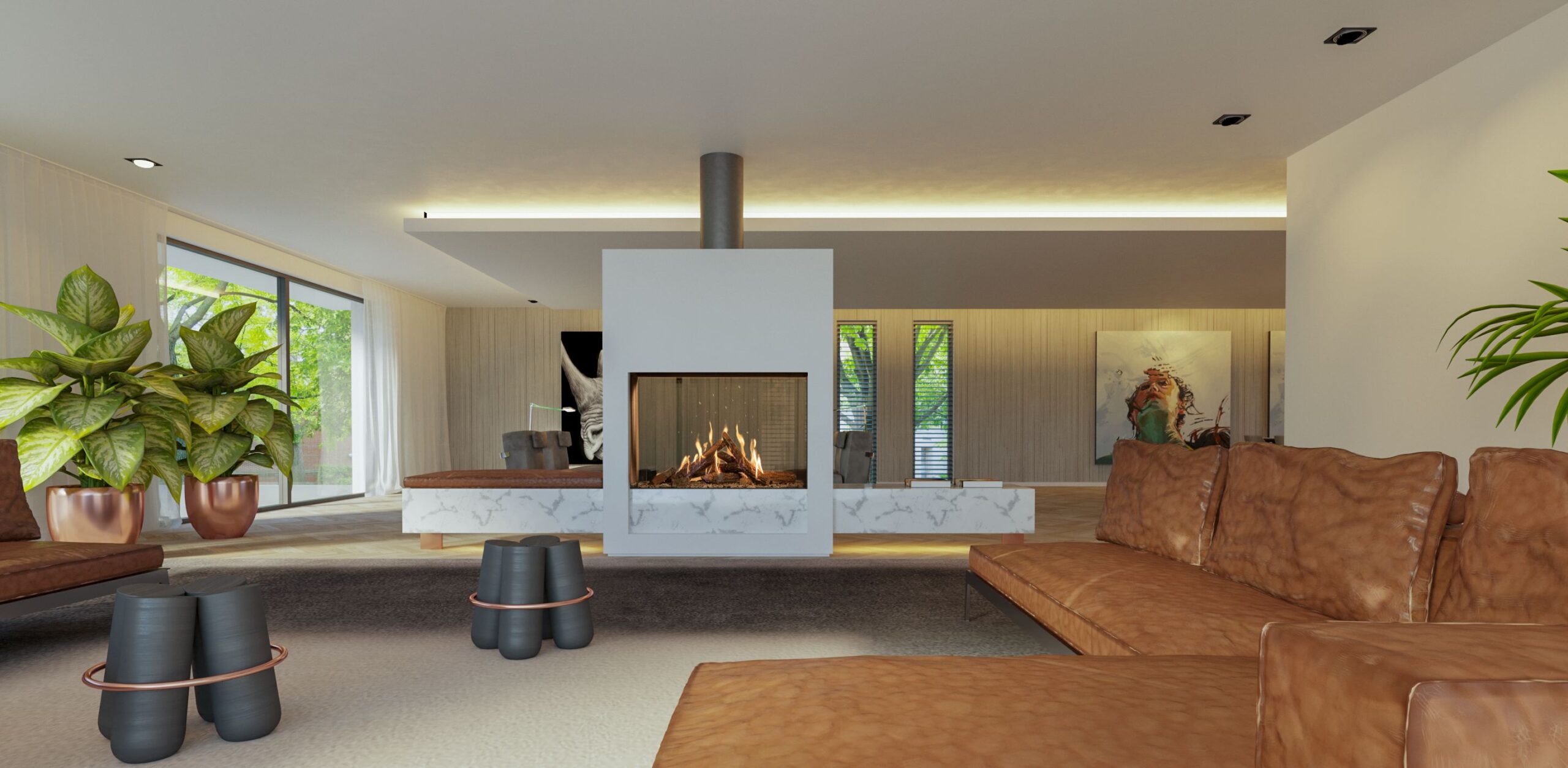 Kalfire GP110/79T Gas Fireplace, living room setting