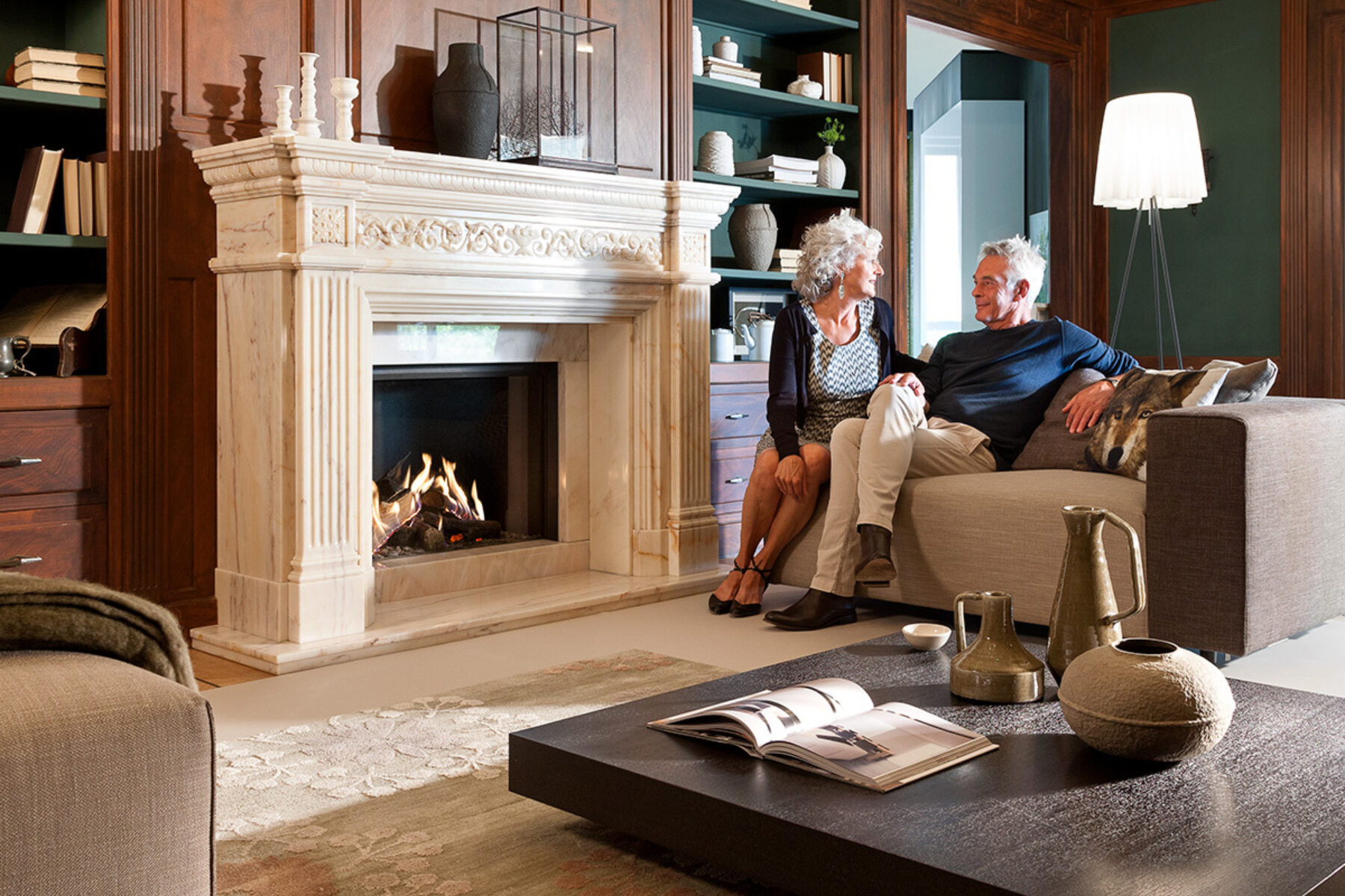 Kalfire GP75/59F Gas Fireplace, living room setting