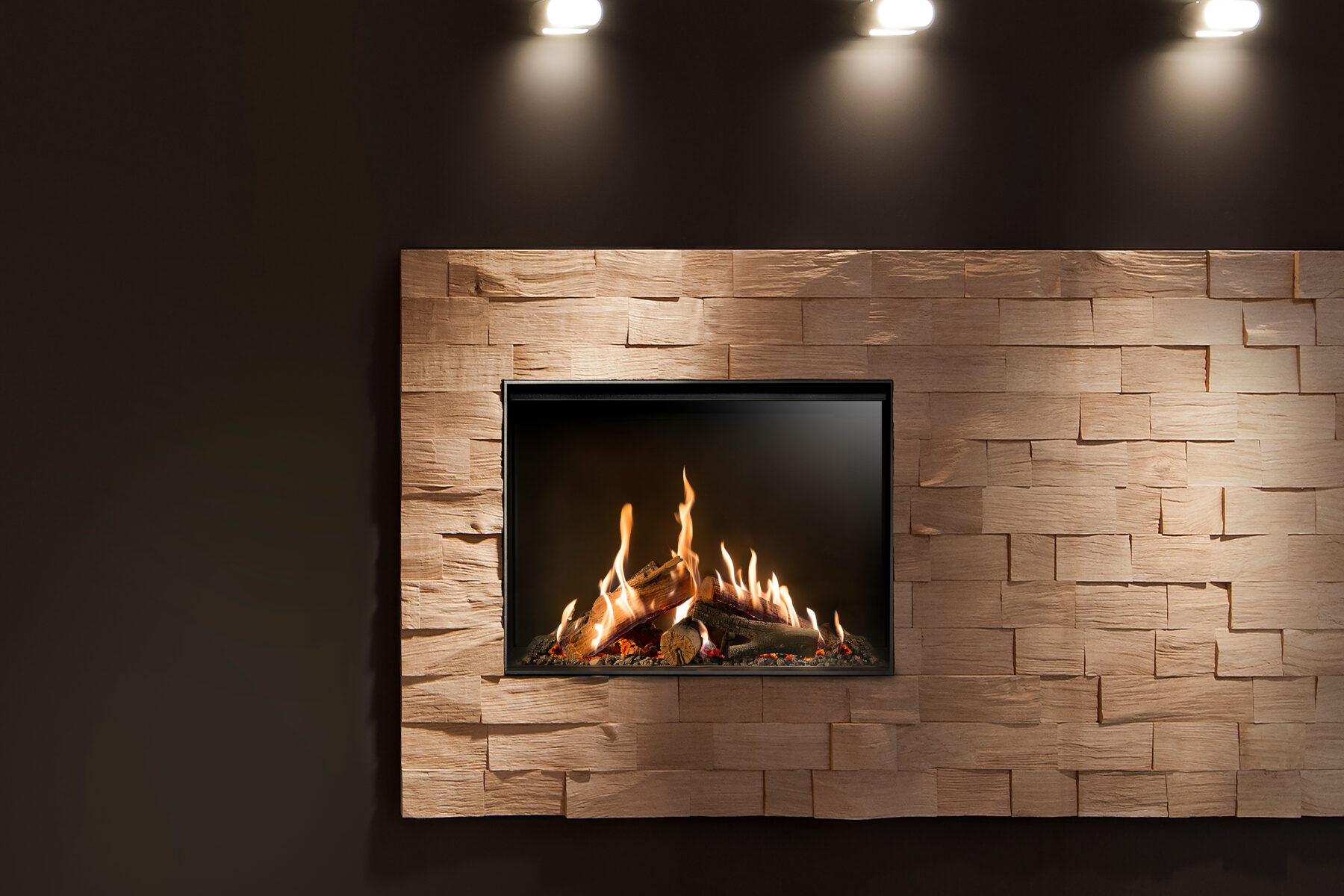 Kalfire GP75/59F Gas Fireplace, living room setting