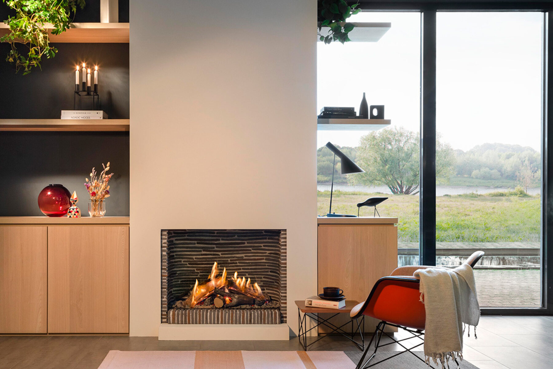 Kalfire GP75/59F Gas Fireplace, living room setting