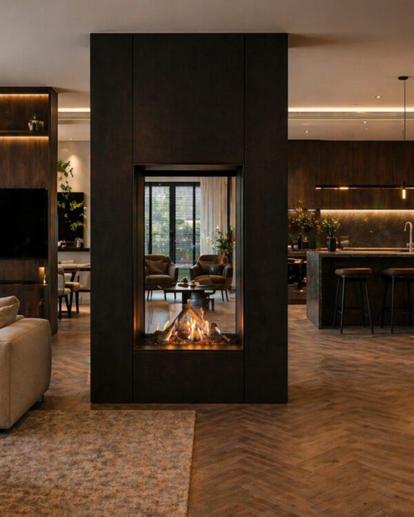 Kalfire Gi80/140T Gas Fireplace, living room setting