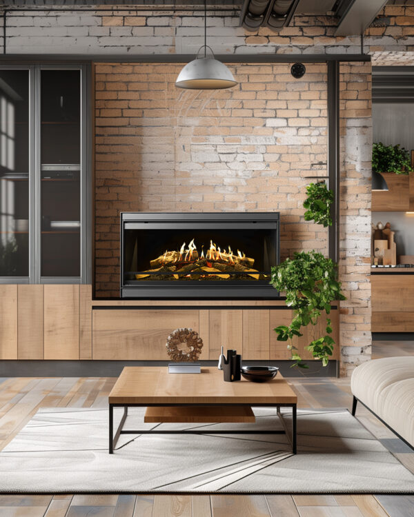 Kalfire E-one 100F FR Electric Fireplace, living room setting