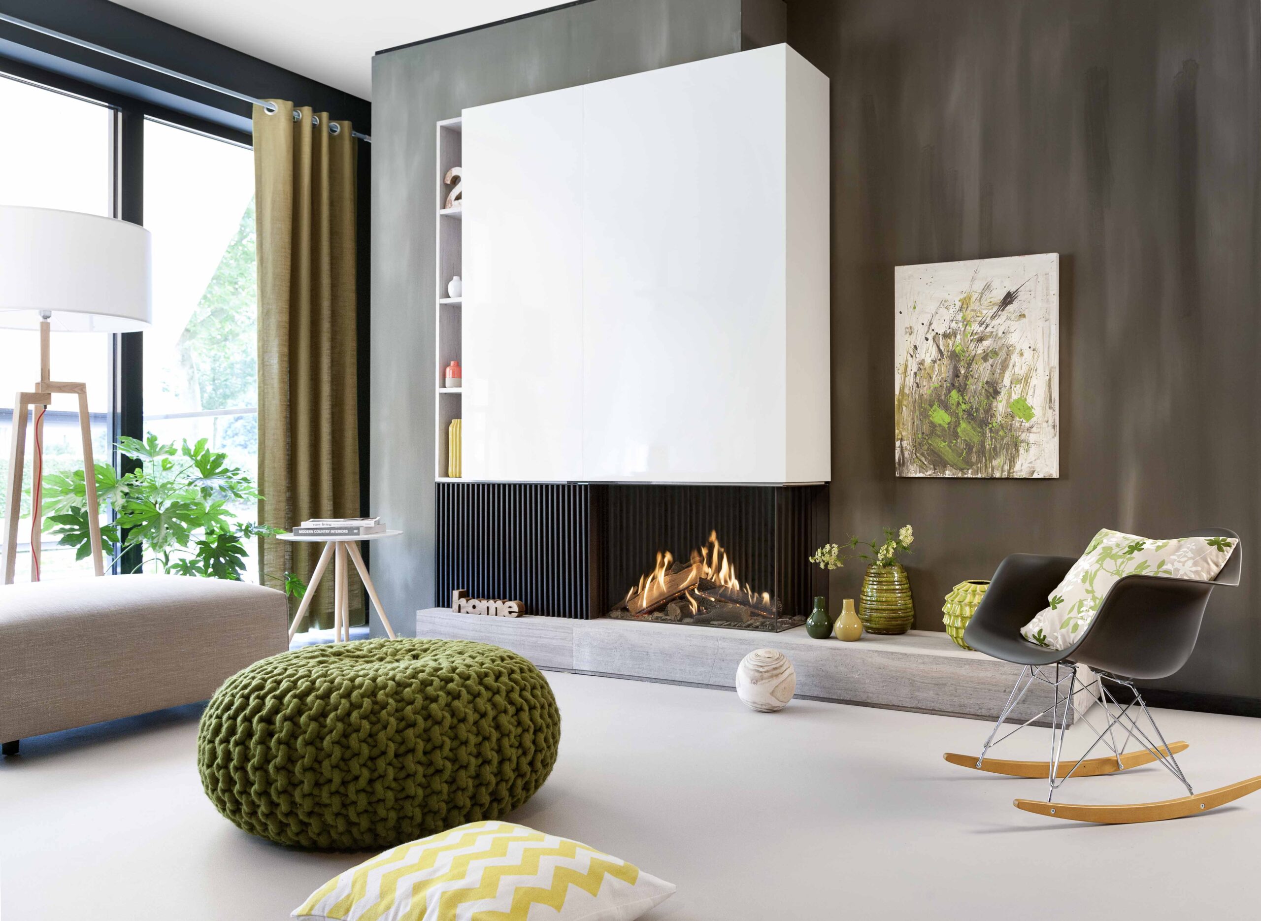 Kalfire GP80/55C Gas Fireplace, living room setting