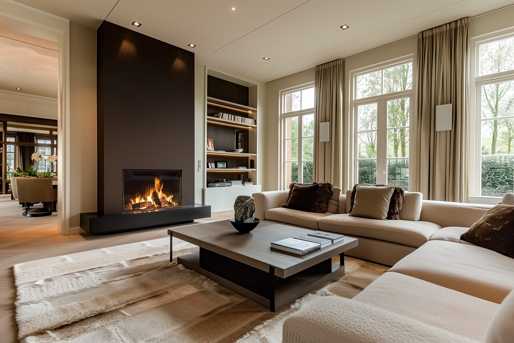 Kalfire W100/61F Wood Fireplace, living room setting
