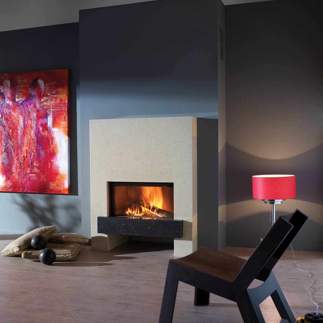 Kalfire W70/33F Wood Fireplace, living room setting