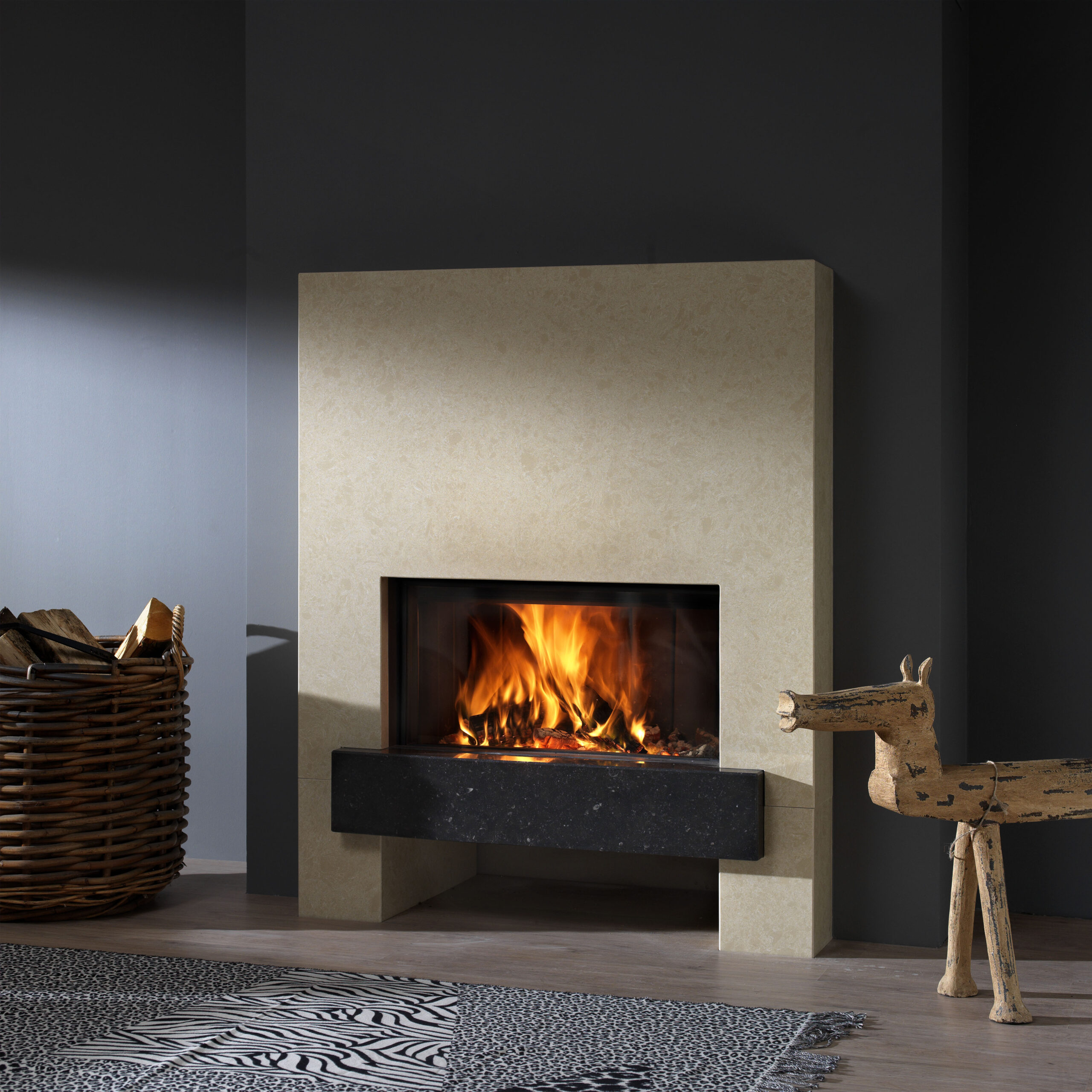 Kalfire W70/33F Wood Fireplace, living room setting