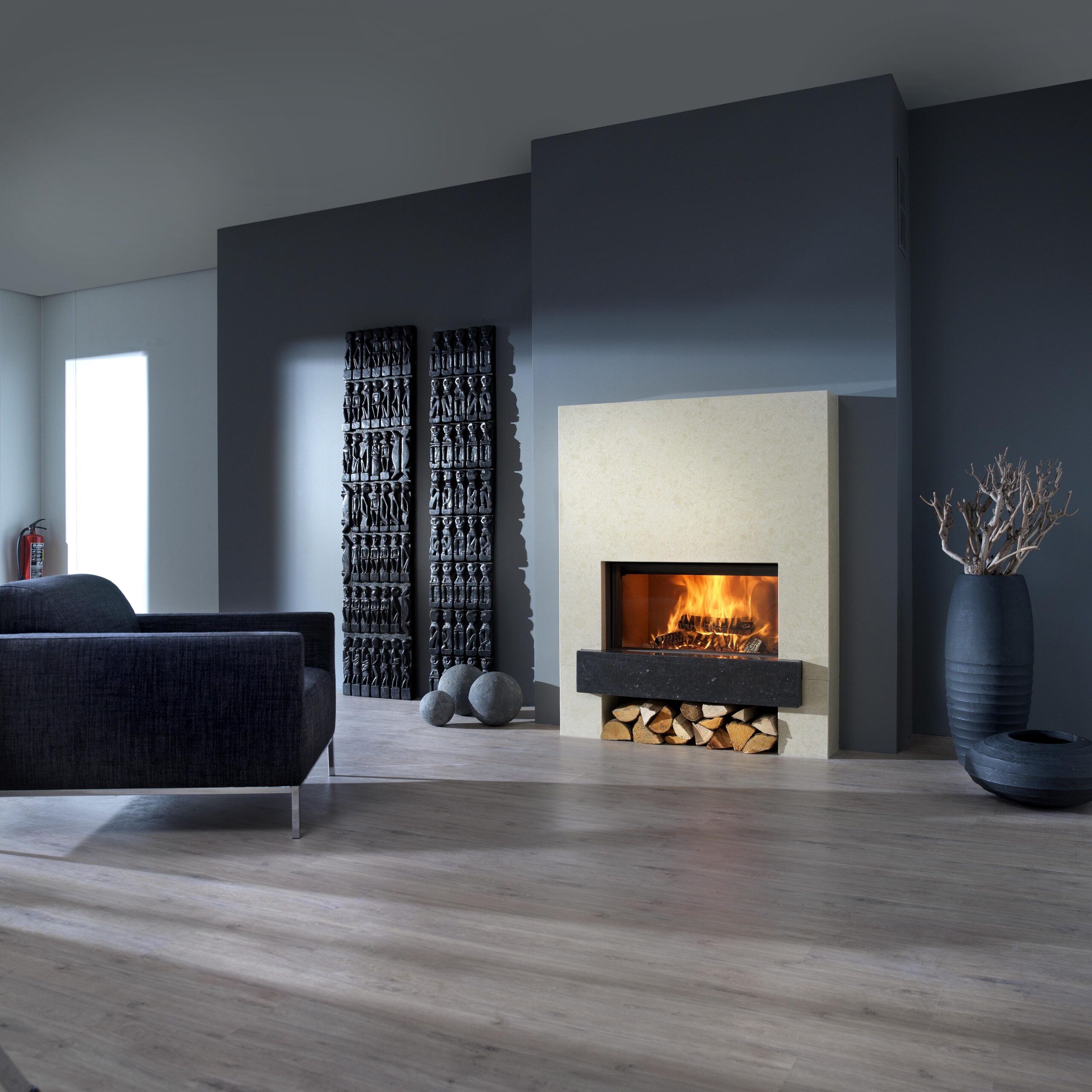 Kalfire W70/33F Wood Fireplace, living room setting