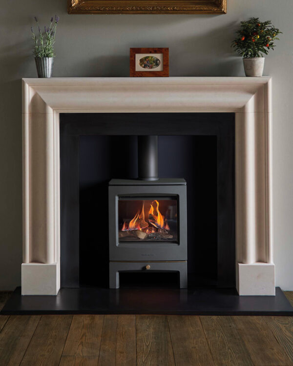 Sanctuary Slide Control Gas Stove, living room setting