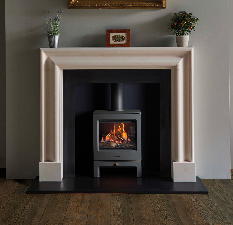 Sanctuary Slide Control Gas Stove, living room setting