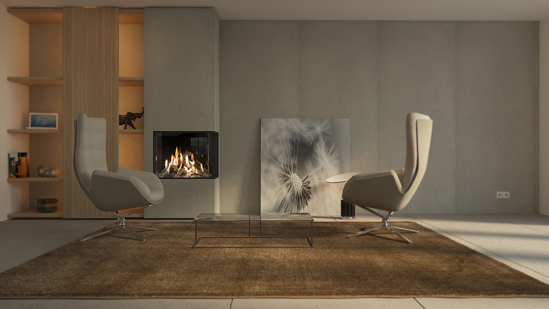 Kalfire GP65/55C Gas Fireplace, living room setting