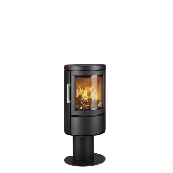 HWAM 2620 black classic wood burning stove without side glass pedestal