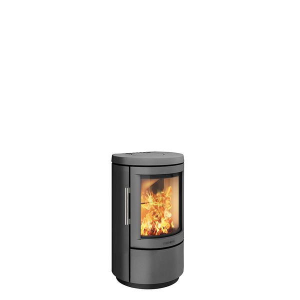 HWAM 2620 grey classic wood burning stove without side glass plinth