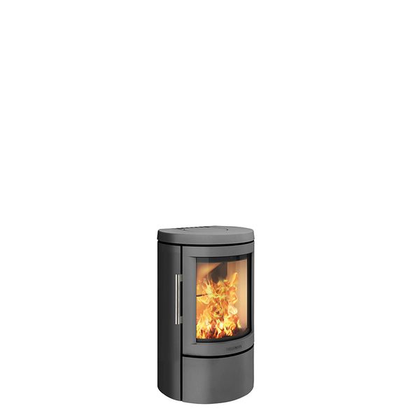 HWAM 2620 grey classic wood burning stove without side glass wall mounted