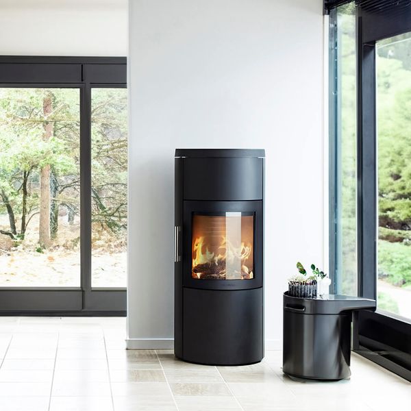 HWAM 3520 wood burning stove modern door black finish