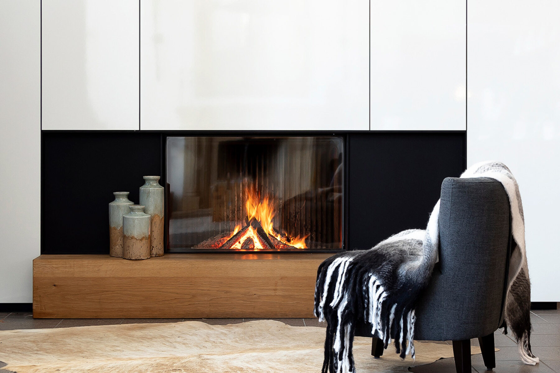 Kalfire W100/61F Wood Fireplace, living room setting