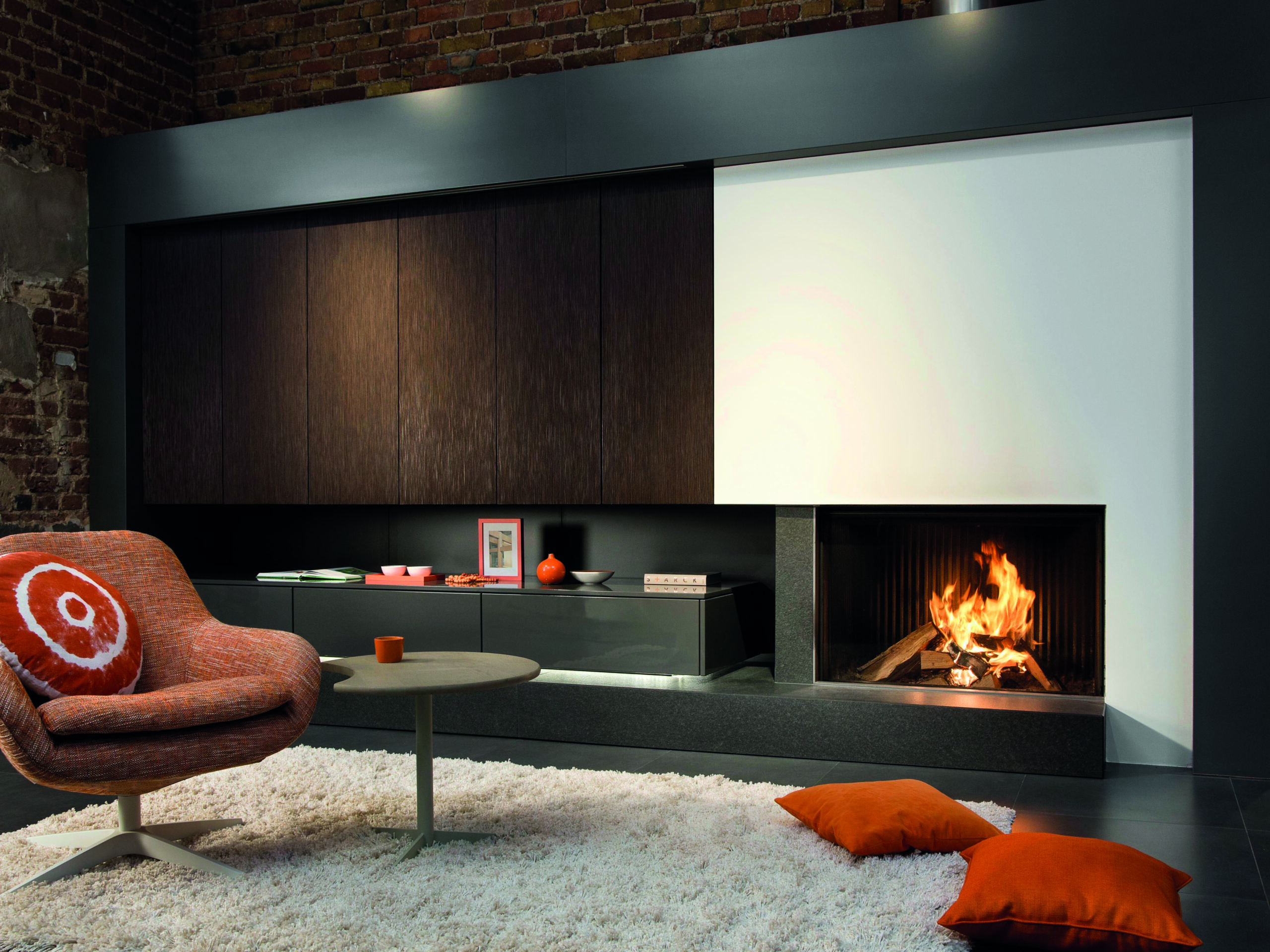 Kalfire W100/61F Wood Fireplace, living room setting