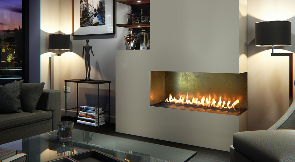 Chesneys Alchemy Linear Ribbon Burner RB700, living room setting