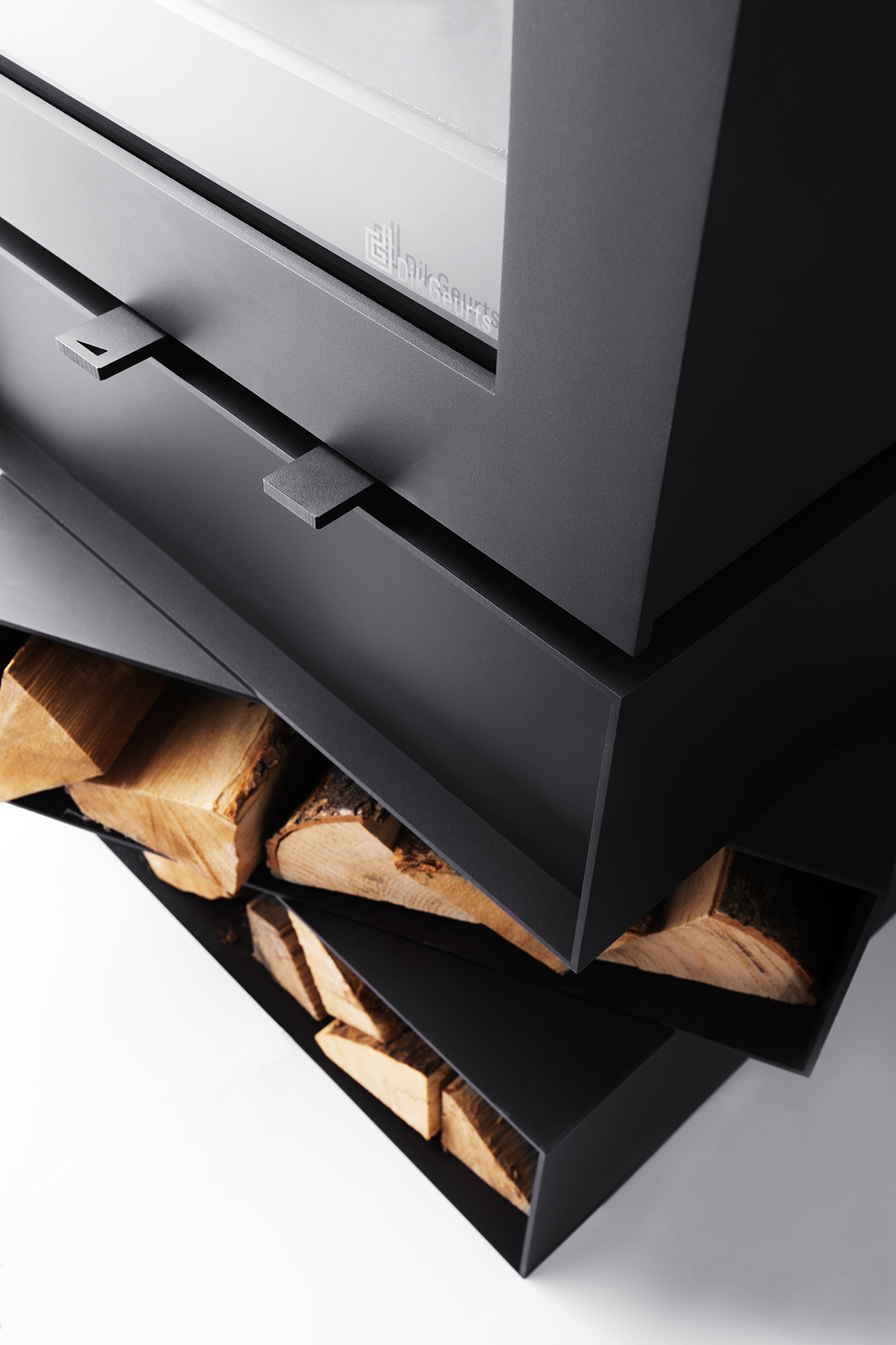 Dik Geurts Bora Corner Cubes Wood Burning Stove Close Up