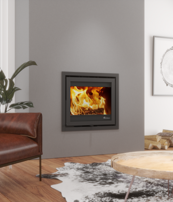 Dik Geurts Instyle 700V Next Insert Wood Burning Stove, living room setting