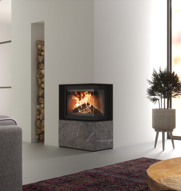 Dik Geurts Instyle Corner Slim 660/570 Insert / Built-in Wood Burning Stove, living room setting