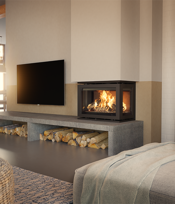Dik Geurts Instyle Triple 660 Low Insert /Built-in Wood Burning Stove, living room setting