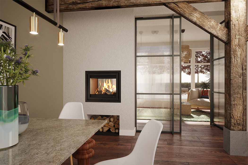 Dik Geurts Instyle Tunnel 700 Insert /Built-in Wood Burning Stove, living room setting
