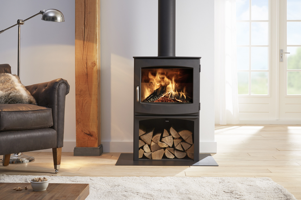 Dik Geurts Ivar 8 Store Wood Burning Stove, living room setting