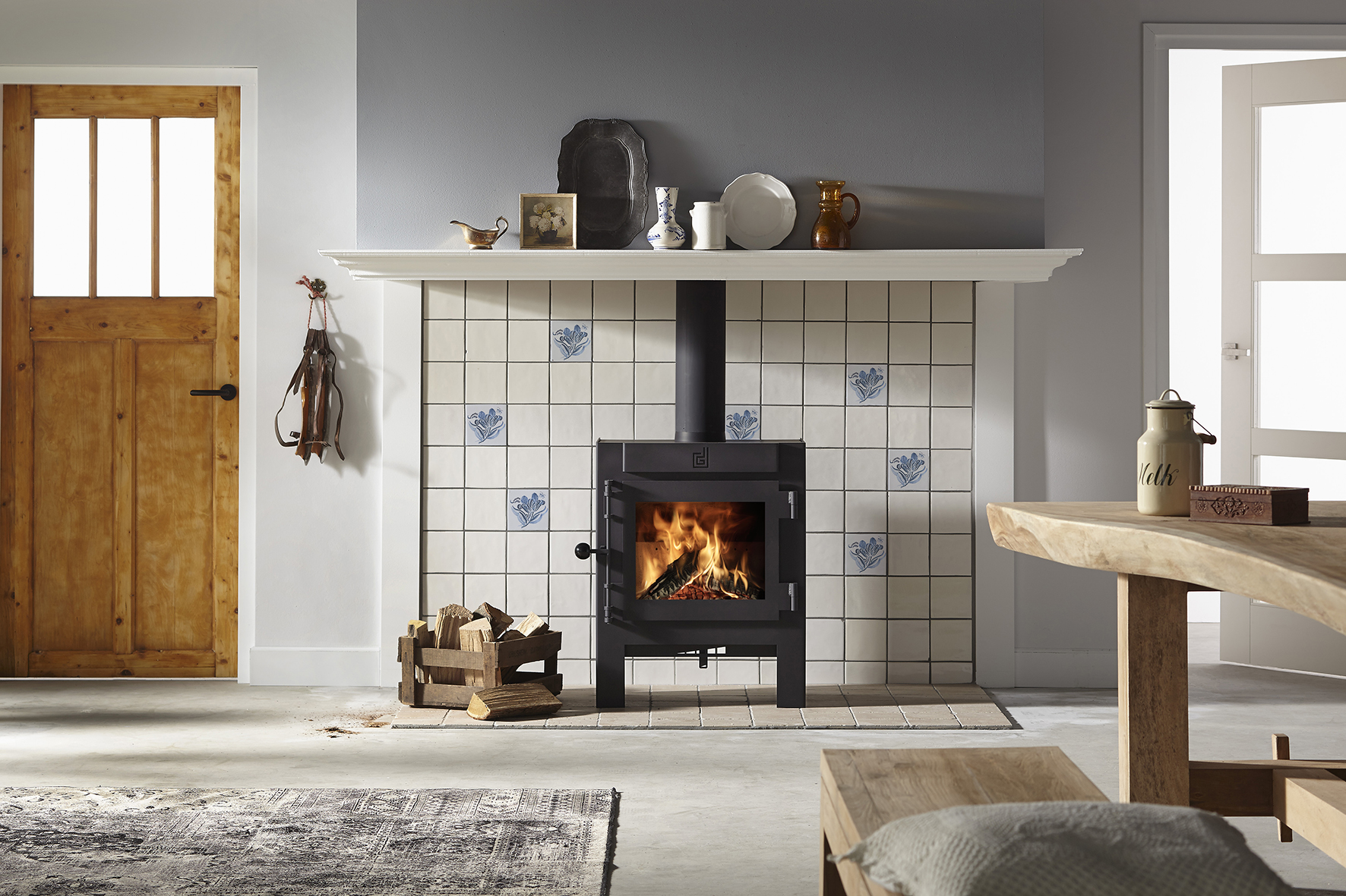 Dik Geurts Jannik Large Wood Burning Stove, living room setting