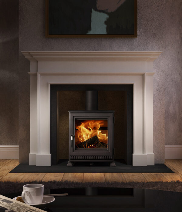 Dik Geurts Aste 5 Wood Burning Stove, living room setting