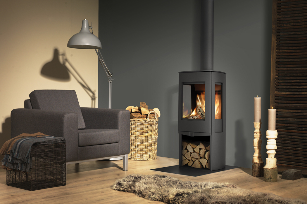 Dik Geurts Folke Wood Burning Stove, living room setting