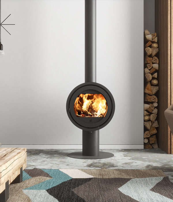 Dik Geurts Odin Front Base Wood Burning Stove, living room setting