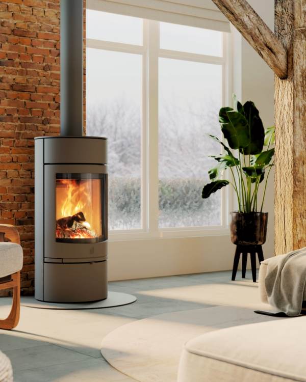 Dik Geurts Orbe Wood Burning Stove, living room setting