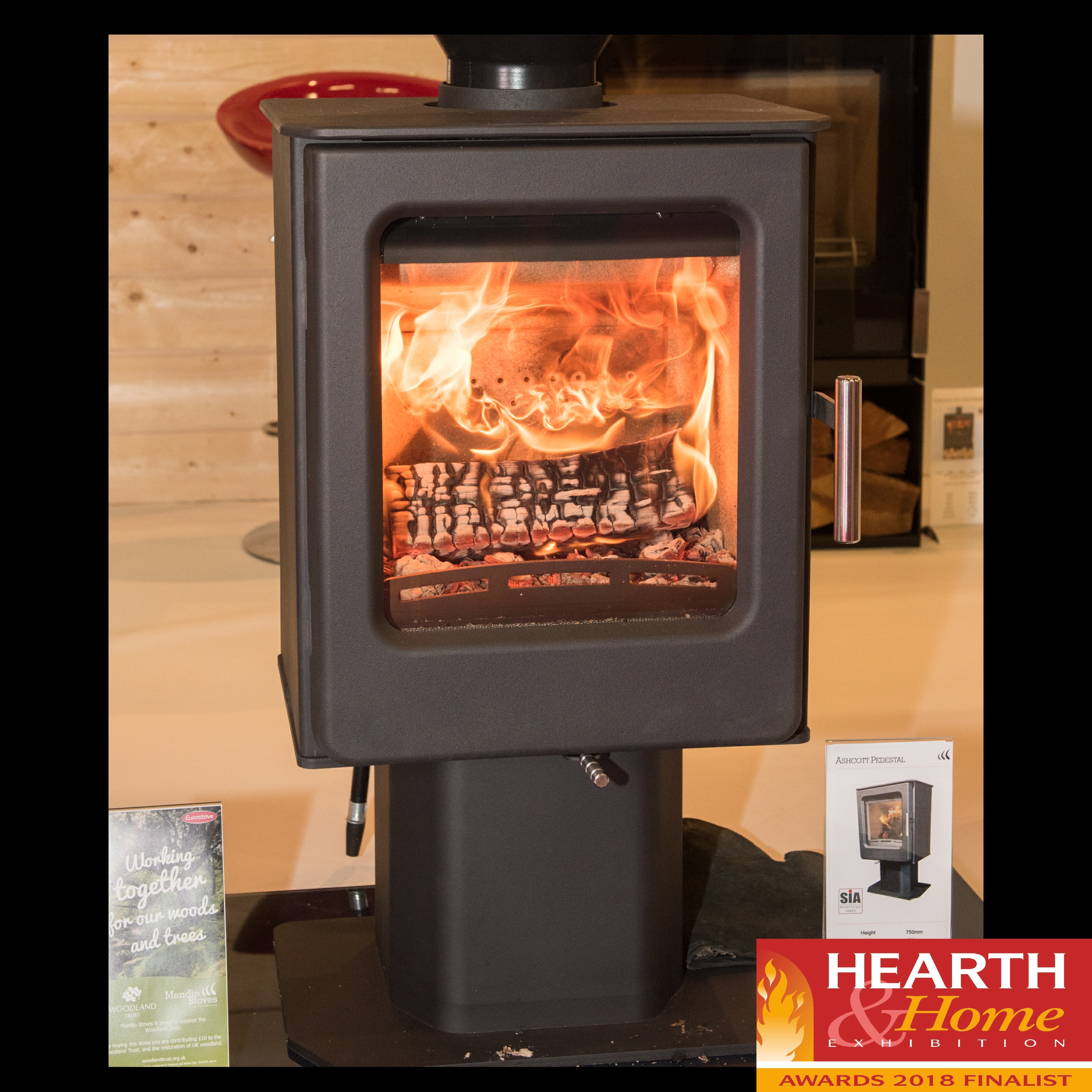 Mendip Ashcott Pedestal Wood Burning Stove, living room setting