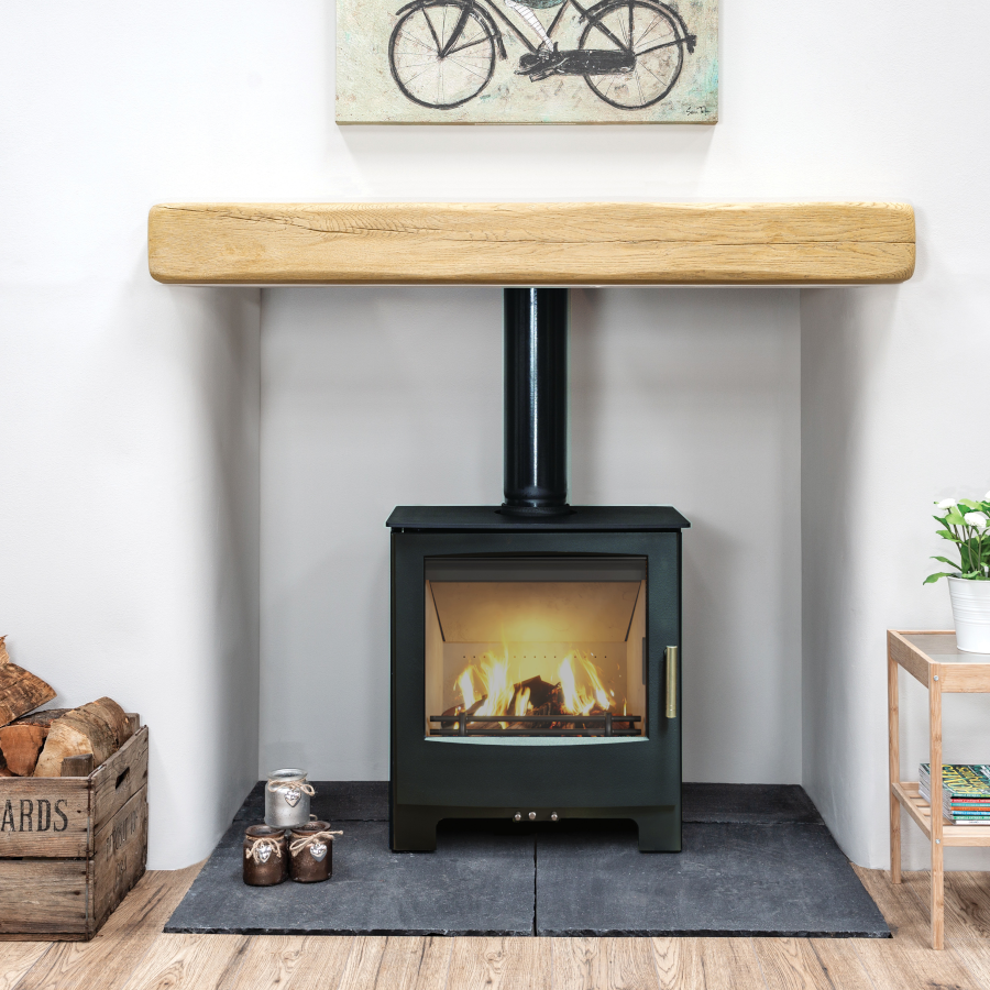 Mendip Woodland DC Multi Fuel Stove, living room setting