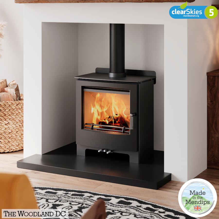 Mendip Woodland DC Multi Fuel Stove, living room setting